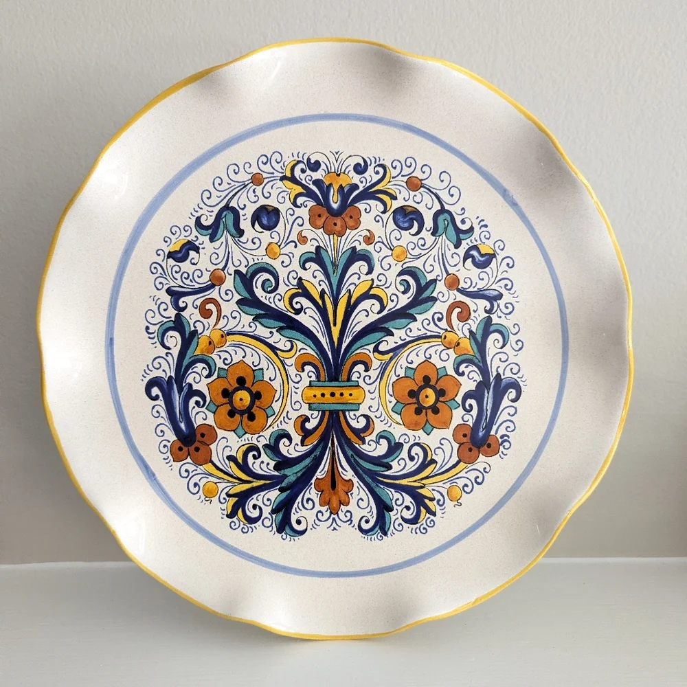 Ceramica Nova Deruta Hand Painted Cake Stand Made In Italy